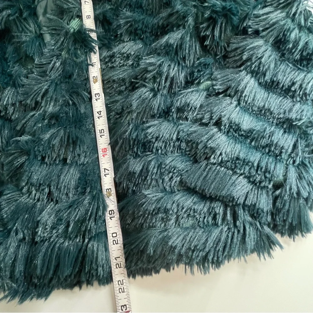 She + Sky Teal Faux Fur Fluffy Layered Jacket Size Medium NWOT
